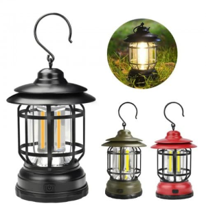 Retro Camping Lantern Lamp – Portable USB Rechargeable LED Outdoor Light