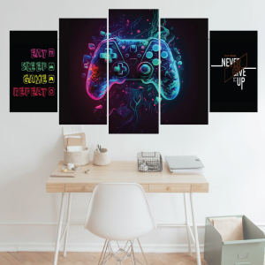 Gaming 5-Part Canvas Wall Art – Perfect for Gamers!