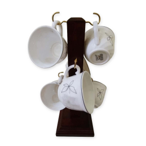 Wooden Mug Holder Rack with 6 Hooks