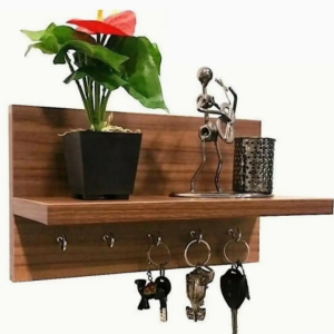 Wooden Key Holder with Shelf