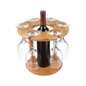 Modern Wooden Bottle & Glass Holder