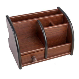 Ansari Crafts Brown Wooden Desk Organizer
