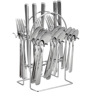 24-Piece Stainless Steel Cutlery Set with Stand