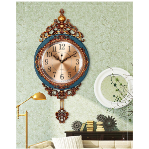 Elegant Traditional Decorative Modern Wall Clock – Fancy Ethnic Luxury Handmade Design with Swinging Pendulum