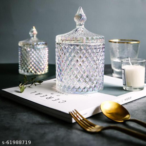 Crystal Diamond Faceted Jar with Crystal Lid
