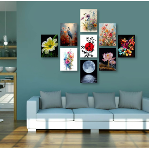 9 Pcs Flower Canvas Wall Painting Set