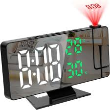 180° Arm Projection Digital Alarm Clock – LED Time & Temperature Display (USB Plug-in)